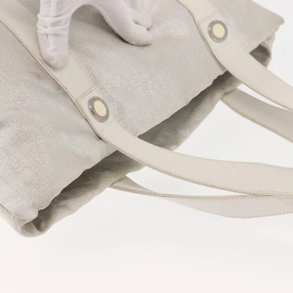 BVLGARI Logo mania Tote Bag Canvas Silver White Auth BA6909 - Picture 8 of 15